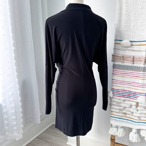 Norma Kamali Black Tie Front Long Sleeves Lightweight Mini Dress Women’s Size XS - Picture 8 of 16